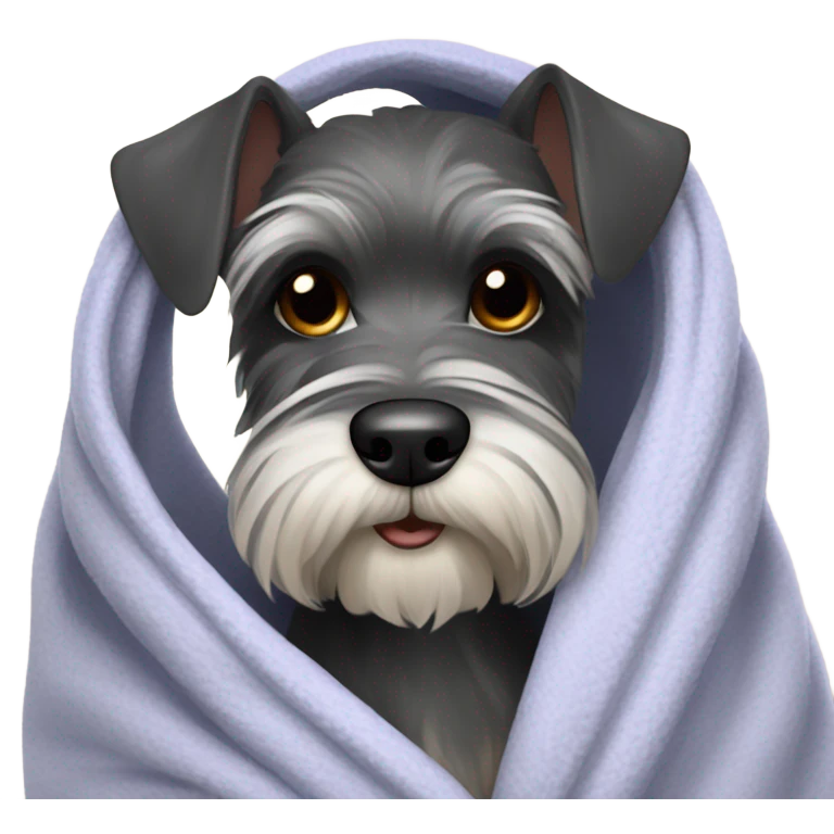 Schnauzer in a cozy blanket emoji