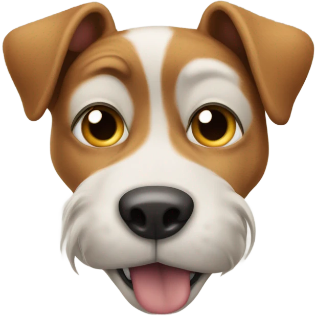 Dog taking photo of its paw emoji