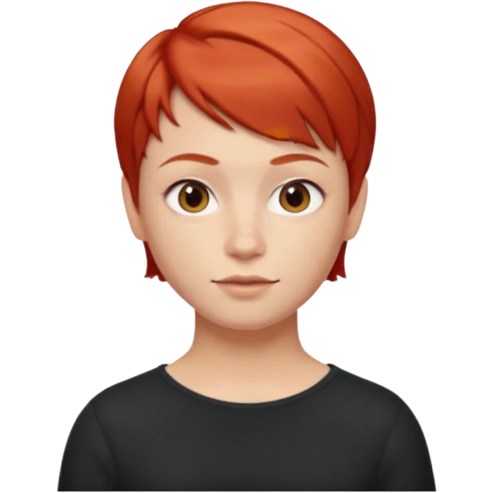 Memoji iPhone Прическа короткая Рыжая девушка, 21 год, славянка, выражение лица заигрывающее emoji