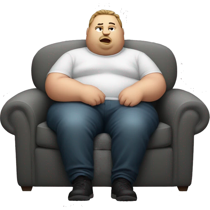 Fat man with cat head on the couch emoji