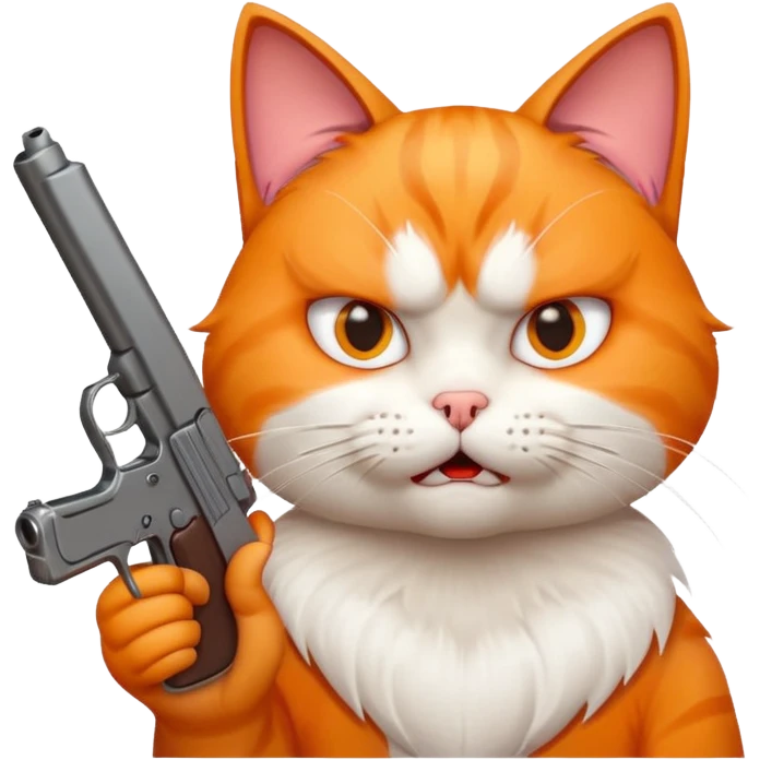 Cat with gun that's very angery emoji