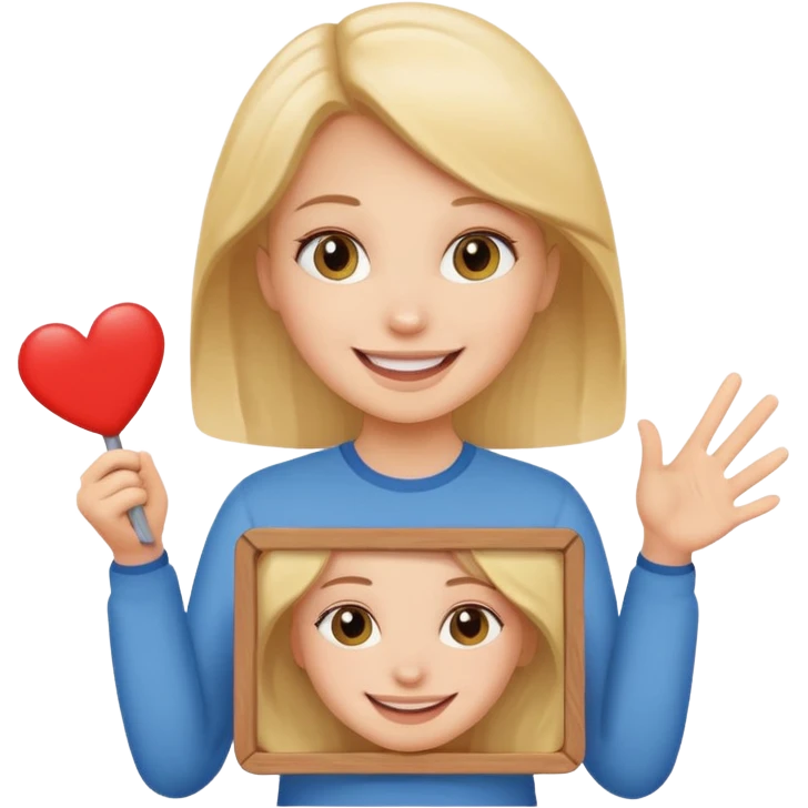 A girl holding a sign saying good girl emoji