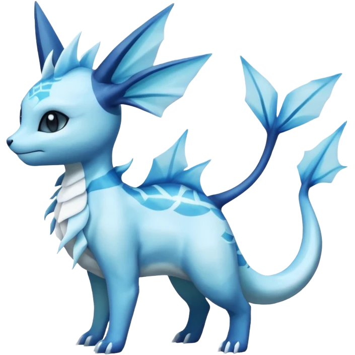 Lumineon-Vaporeon-Amaura-Glaceon-Dragonair-Fakémon-hybrid-creature (full body)  emoji