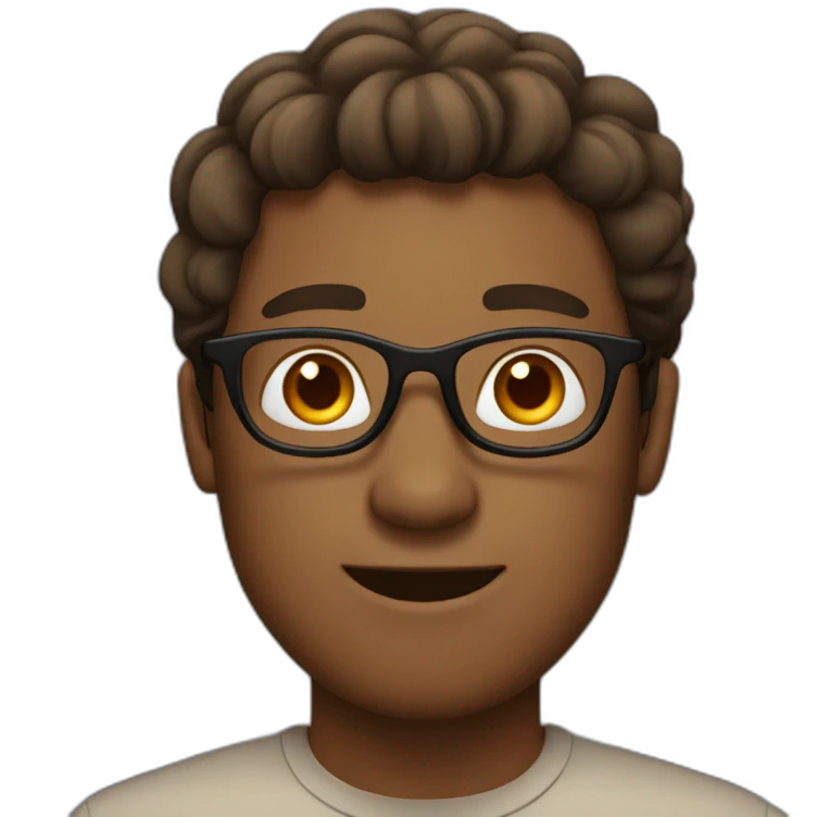 brown guy with glasses and midpart hair emoji