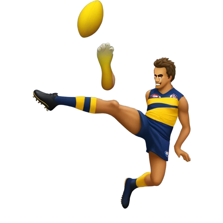 Nick daicos kicking an afl goal with a yellow ball on the MGC emoji