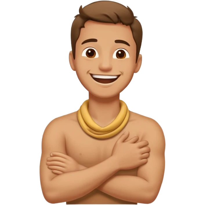 arms crossed holding neck laughing guy emoji