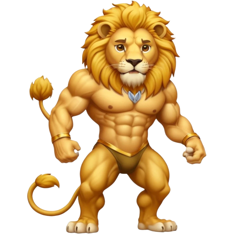 High resolution of   realistic full body lion distorted , no extra hybrid emoji