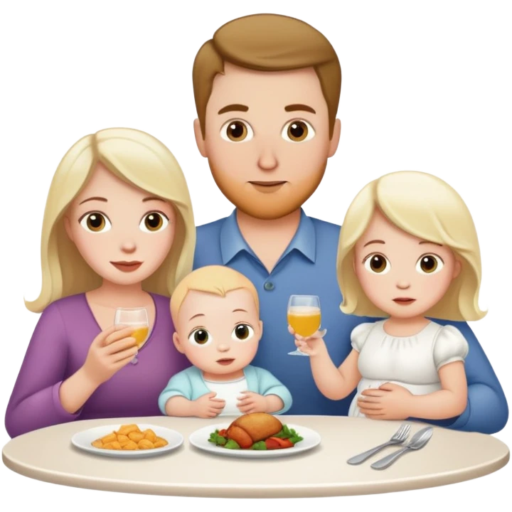 White man, white woman, and white baby girl at dinner emoji