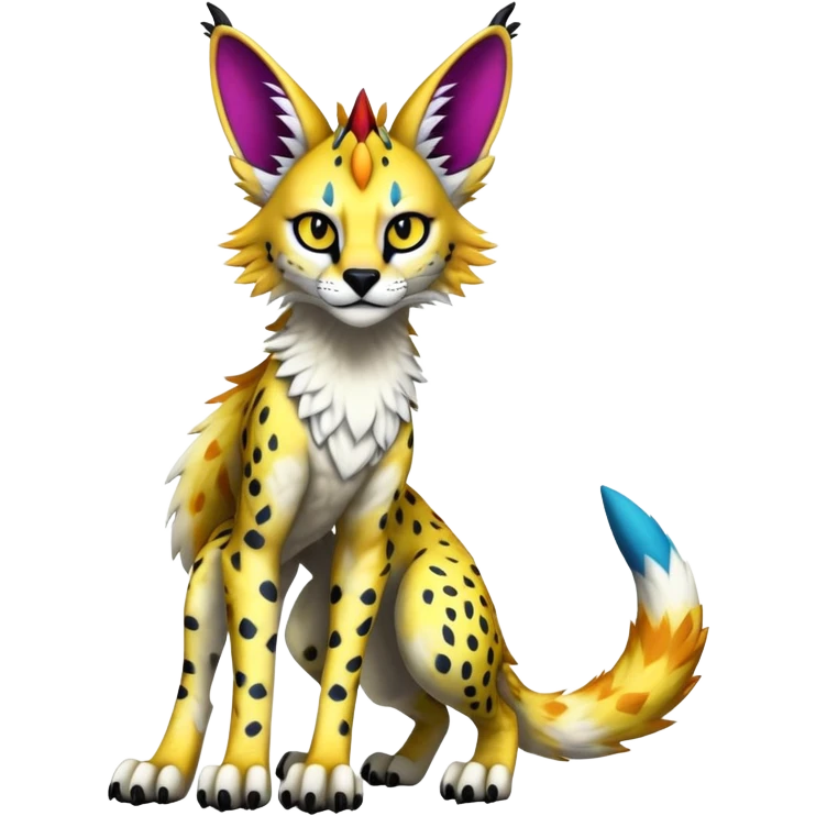 Epic Edgy Colorful Sergal-Serval-Vernid full body emoji