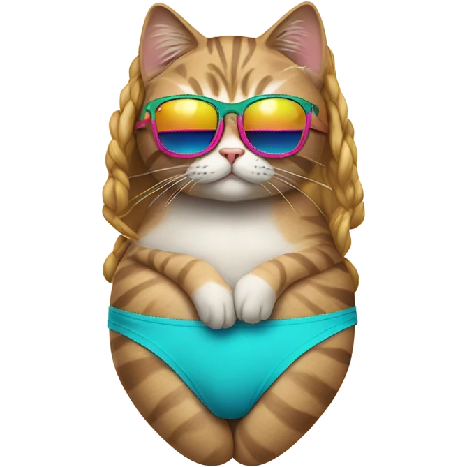 Cat wearing a bikini and sunglasses  emoji