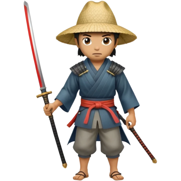Samurais in Hat, Lone samurai in hat walking through mist emoji
