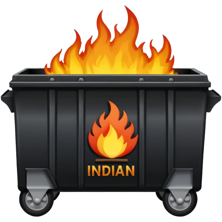 Flaming dumpster fire with the words "Indian bureaucracy" on the dumpster. No typo. emoji