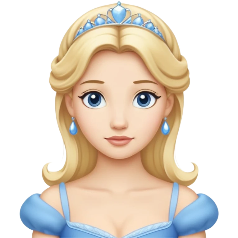 minimal Cinderella with blue dress and blonde hair, extremely simple emoji