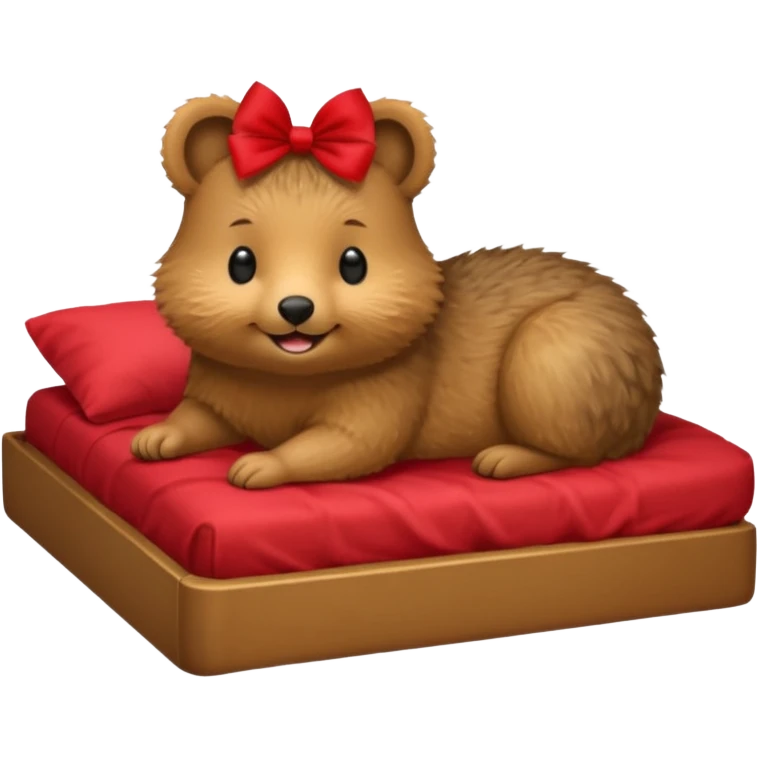 Quokka in a bed with a bow emoji