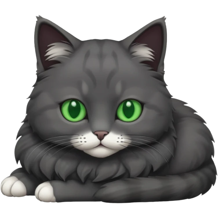 full body solid dark grey cat with green eyes and white paws emoji