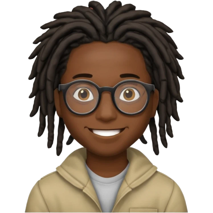 Boy with a locs hair on face put a glasses on and Black locs emoji
