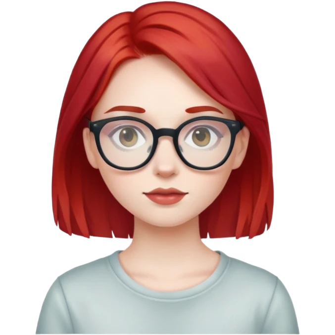 pale girl with dyed red hair and glasses emoji