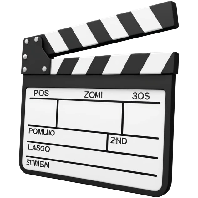 ultra simplified clapperboard, pure geometric abstraction, black and white, absolute minimum details emoji