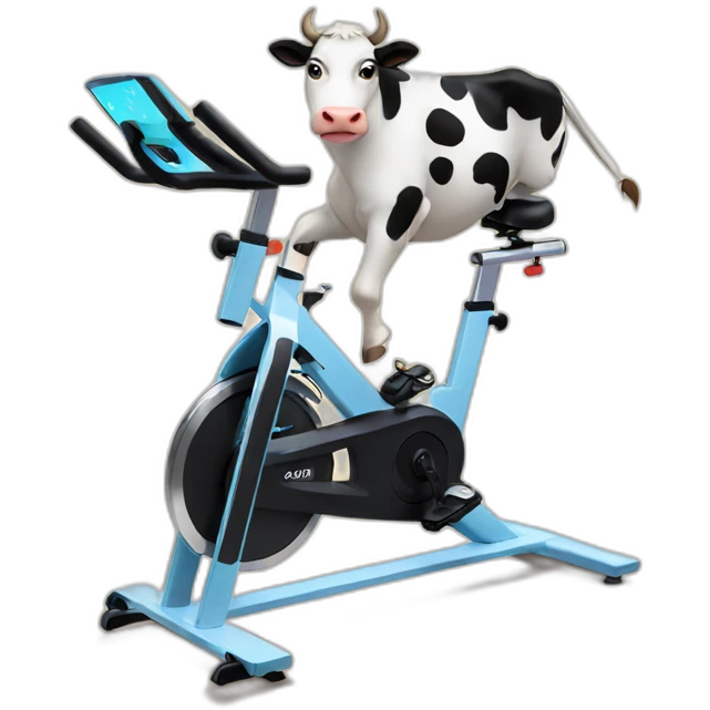 Cow on a spin bike emoji