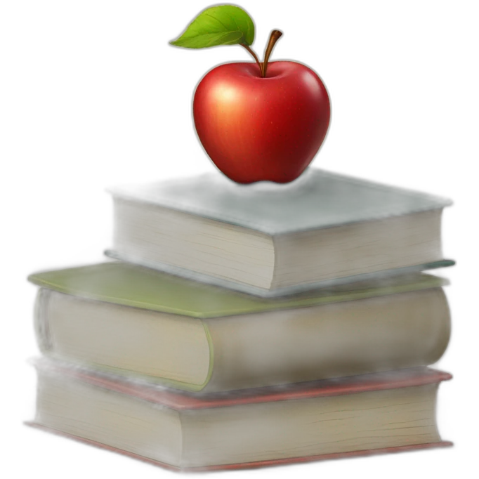 red apple on a books stuck emoji