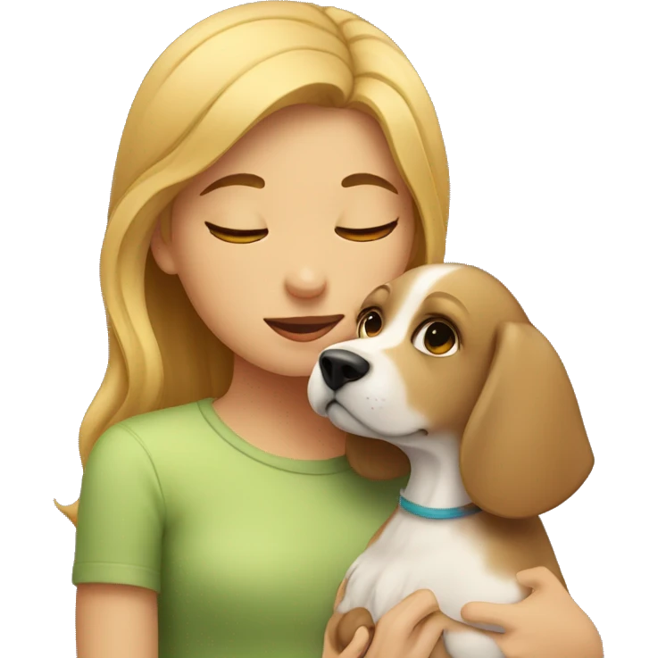 Girl kisses dog emoji