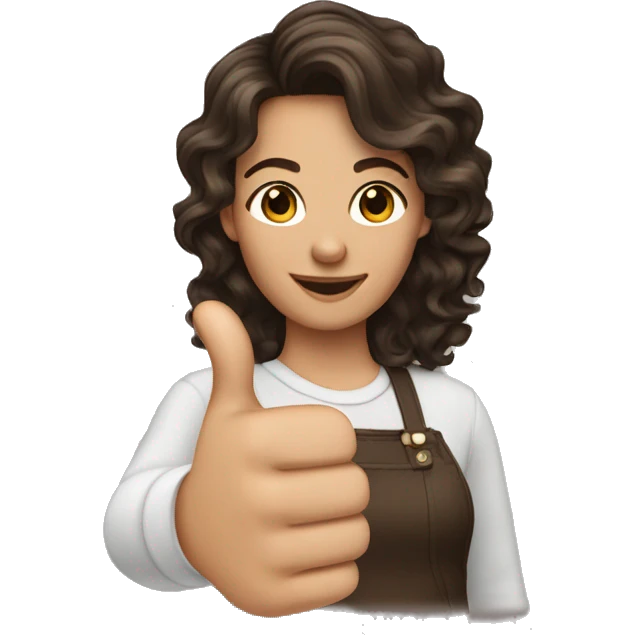 brunette girl wavy hair thumbs up emoji