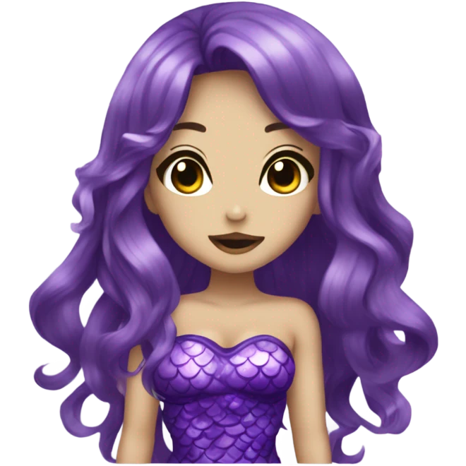mermaid hime gyaru girl, dark purple hair emoji