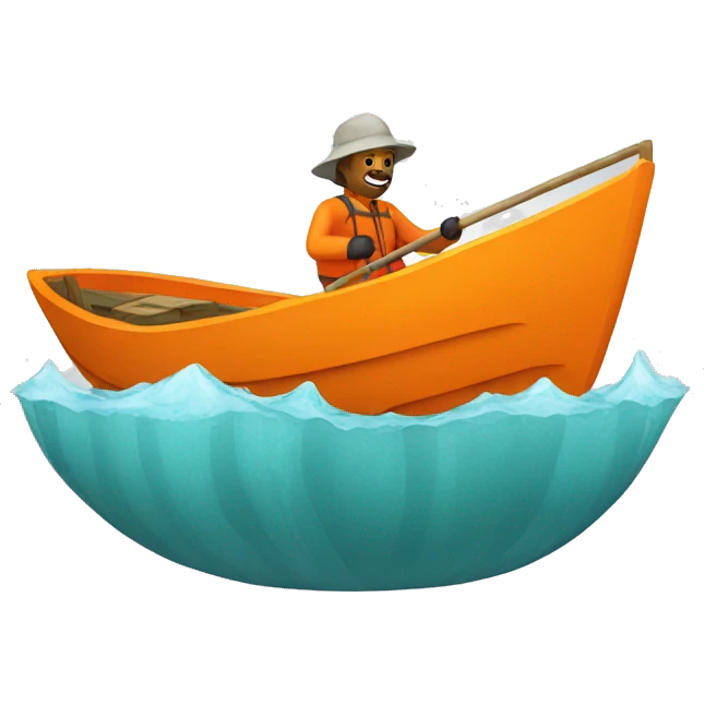 orange boat with fisherman emoji