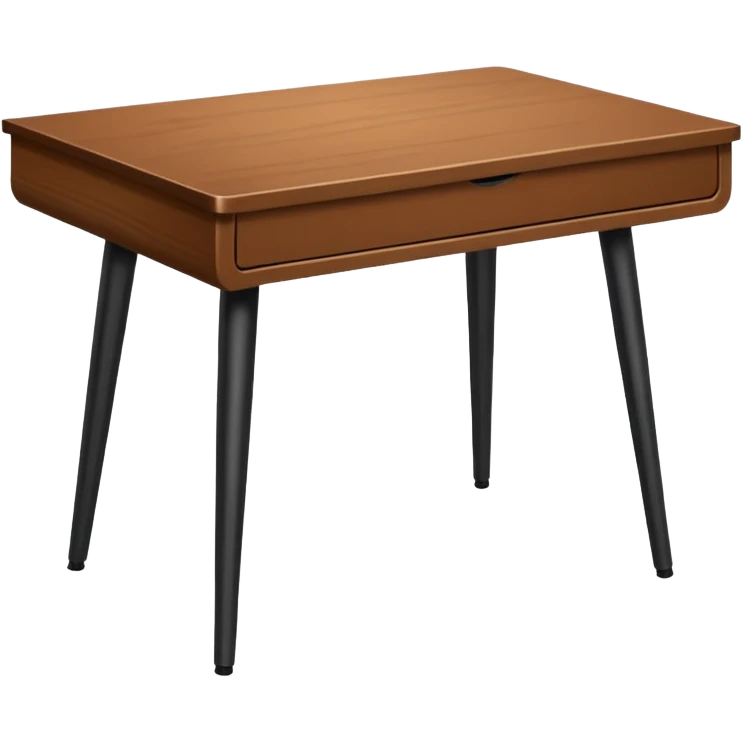 a desk table with 4 black metal legs without any addons, only the table of wood emoji