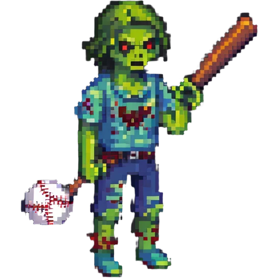 isometric zombie survivor with baseball bat from Project Zomboid emoji
