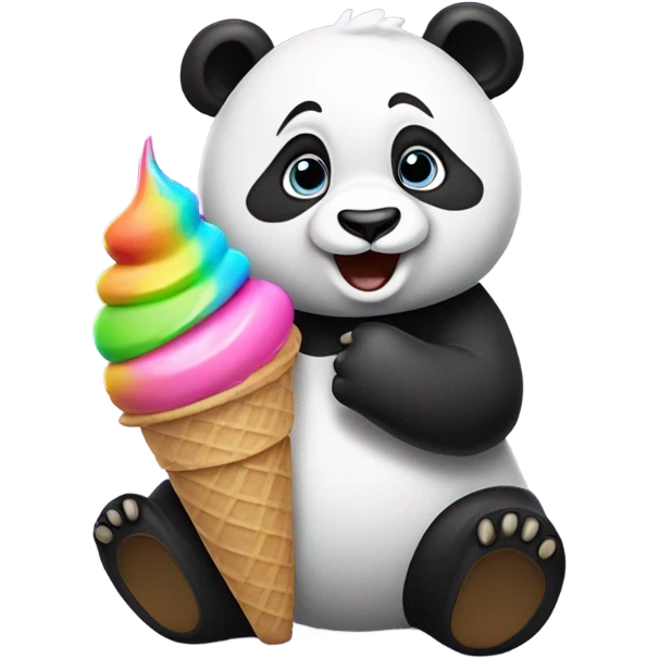 Panda eating ice cream emoji