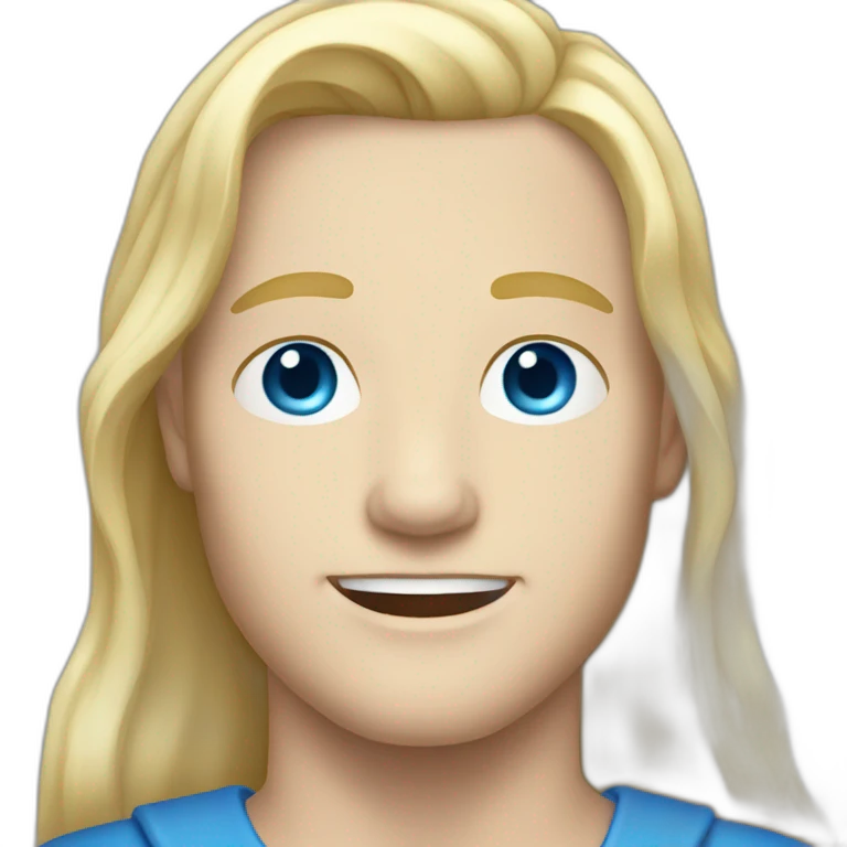 Young blonde white male long hair blue eyes emoji