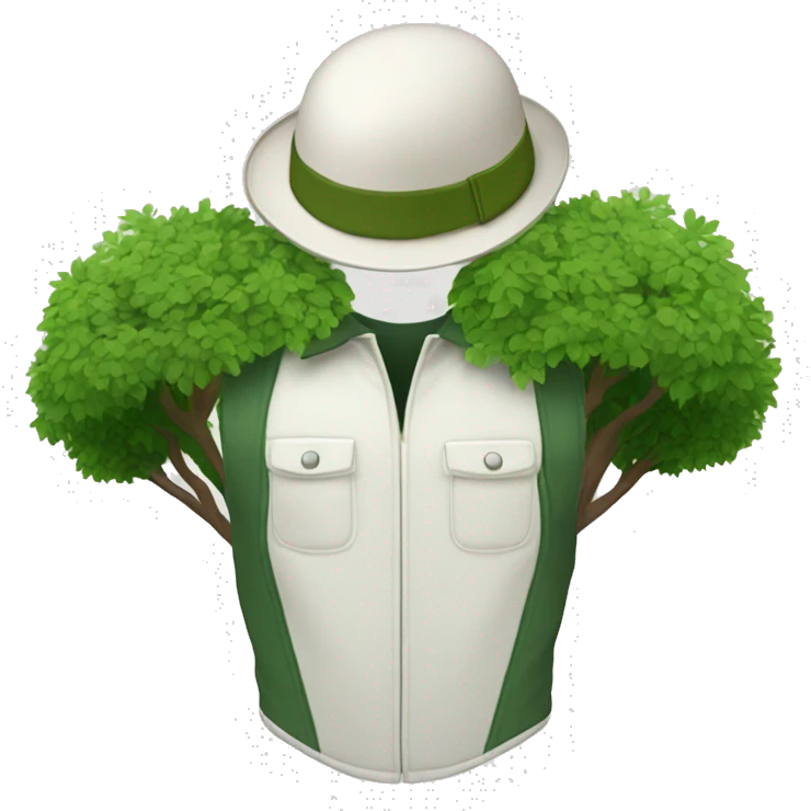 gardener pith helmet jacket white green trees  emoji