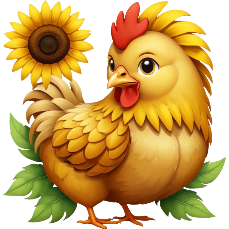 Chicken with sunflower  emoji