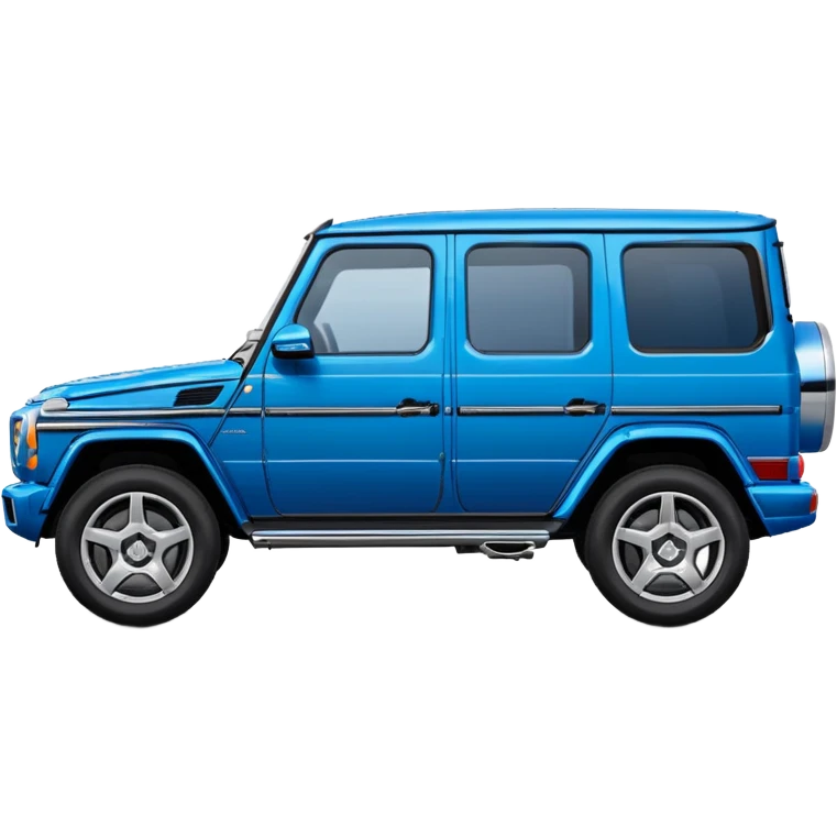 Mercedes G-Class SUV side view blue color, in the style of Apple emoji sport utility vehicle, rounded, cartoonish, glossy, simple details emoji