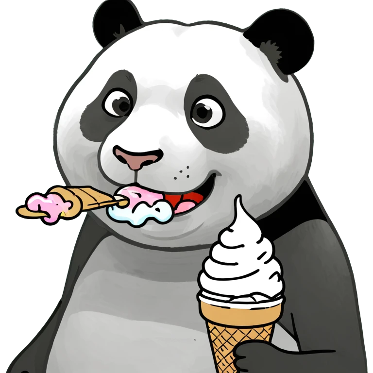 Panda eating ice cream emoji