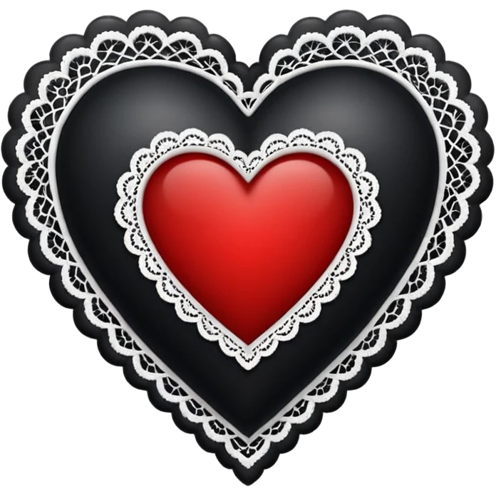 black heart with red center amd white lace emoji