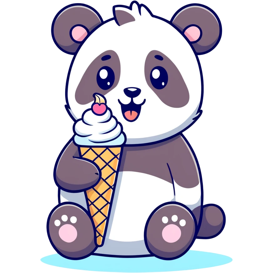 Panda eating ice cream emoji