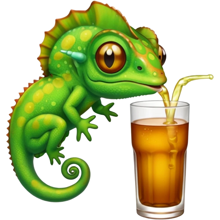 Un caméléon qui boit du tir au KambuaCha emoji