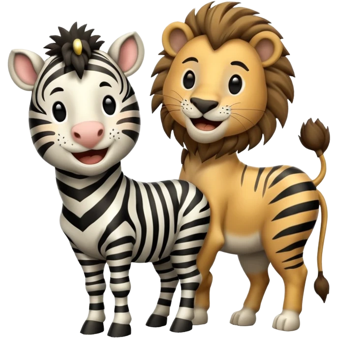 A zebra laughing at a lion emoji