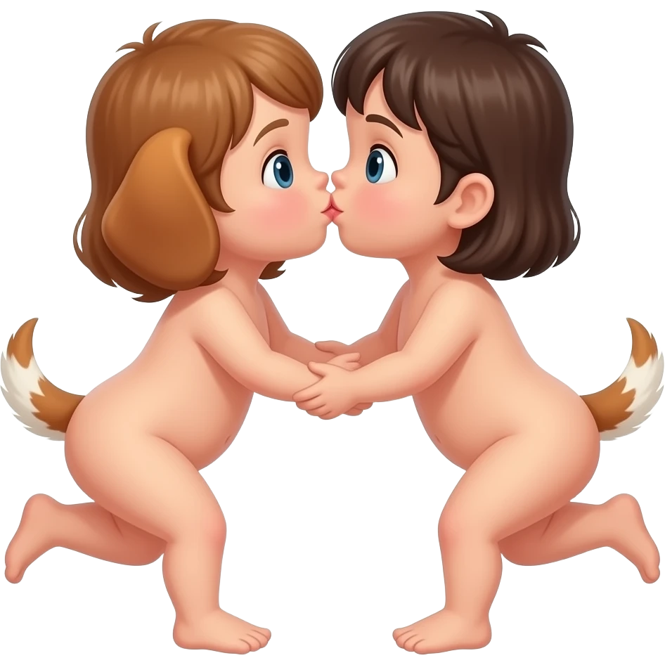 Two nude children having intercourse in doggy style emoji