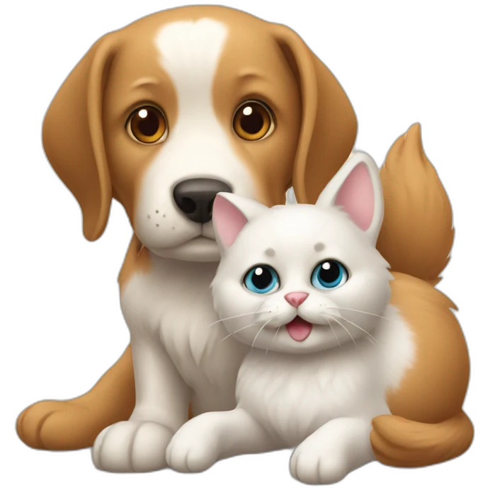 Chien avec chat et lapin emoji