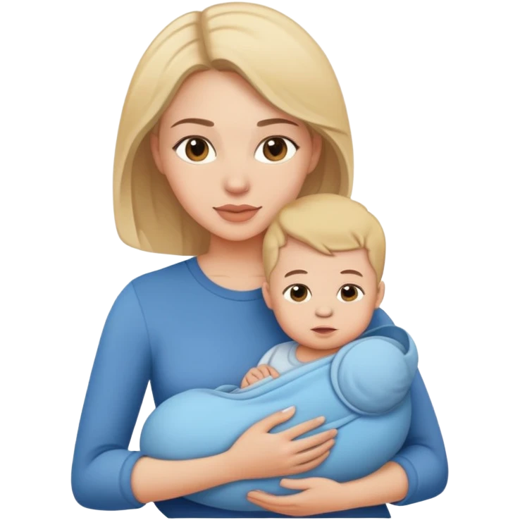 Young mom with baby boy emoji