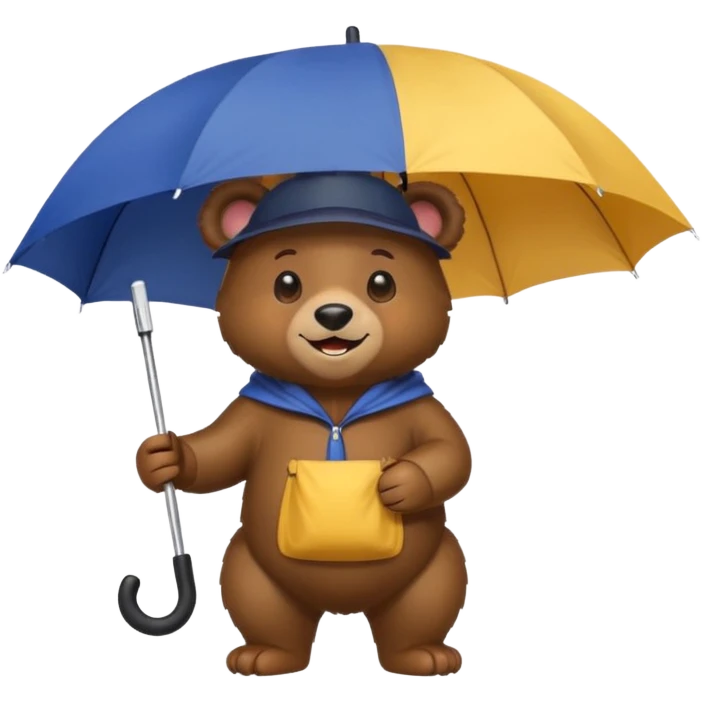 Bear with umbrella hat emoji