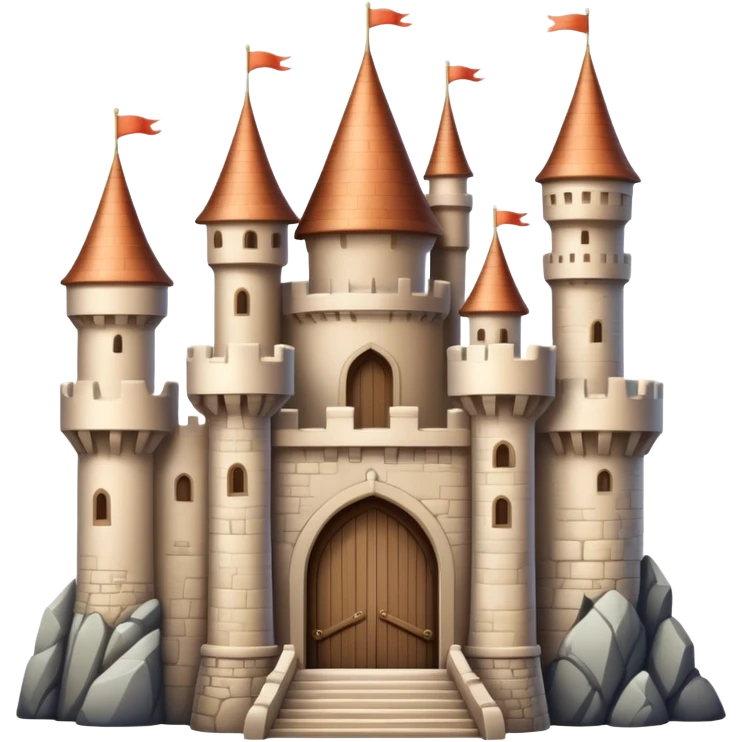 Beige fairytale castle with turrets and a drawbridge emoji