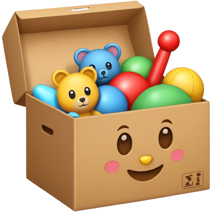 cardboard box with toys emoji