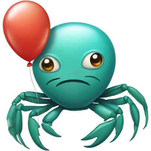 Crab holding a balloon emoji