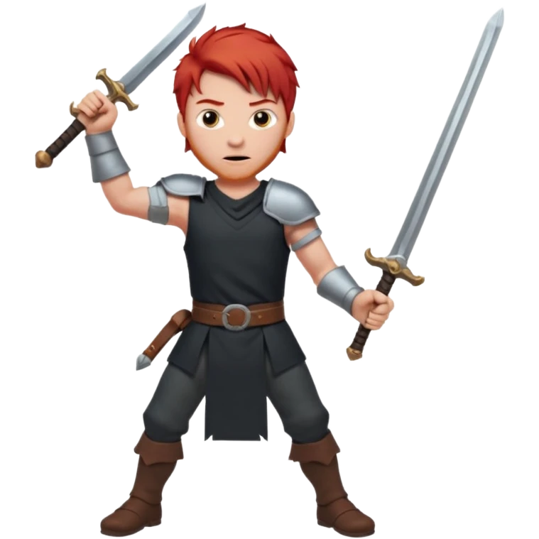 A man with red hair and a missing arm and weilds a sword emoji
