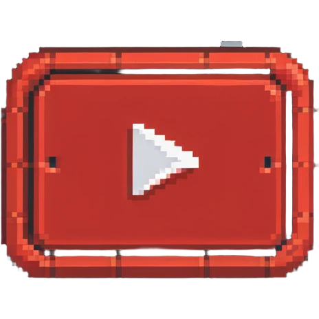 YouTube logo, red rectangle with rounded corners and white play button in the center emoji