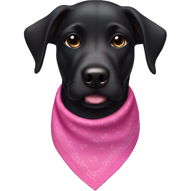 Black dog head with pink bandana  emoji
